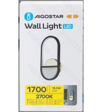 Applique led in alluminio trafilato nero 13.5W 1700lm 2700K luce calda misura L160xW55xH318mm da interno, design elegante Applique led in alluminio trafilato nero 13.5W 1700lm 2700K luce calda misura L160xW55xH318mm da interno, design elegante