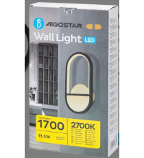 Applique led in alluminio trafilato nero 13.5W 1700lm 2700K luce calda misura L160xW55xH318mm da interno, design elegante Applique led in alluminio trafilato nero 13.5W 1700lm 2700K luce calda misura L160xW55xH318mm da interno, design elegante