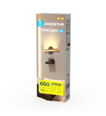 Applique led in legno e metallo nero 6.5W 660lumen 2700K luce calda misura L35xW4.7xH12cm da interno, design elegante Applique led in legno e metallo nero 6.5W 660lumen 2700K luce calda misura L35xW4.7xH12cm da interno, design elegante