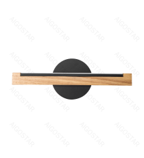 Applique led in legno e metallo nero 6.5W 840lumen 6500K luce fredda misura L35xW4.7xH12cm da interno, design elegante
