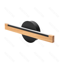 Applique led in legno e metallo nero 6.5W 840lumen 6500K luce fredda misura L35xW4.7xH12cm da interno, design elegante