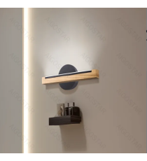 Applique led in legno e metallo nero 6.5W 840lumen 6500K luce fredda misura L35xW4.7xH12cm da interno, design elegante