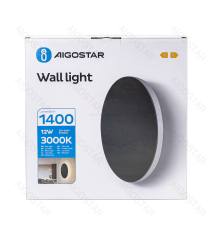 Applique led in metallo nera 12W 1400lumen 3000K luce calda misura D250xH35mm IP20 da interno, design elegante