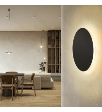 Applique led in metallo nera 12W 1400lumen 3000K luce calda misura D250xH35mm IP20 da interno, design elegante