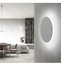 Applique led in metallo bianca 12W 1450lumen 6500K luce fredda misura D250xH35mm IP20 da interno, design elegante