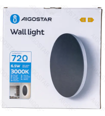 Applique led in metallo nera 6,5W 720lumen 3000K luce calda misura D180xH35mm IP20 da interno, design elegante