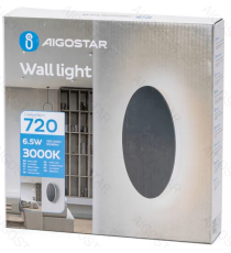 Applique led in metallo nera 6,5W 720lumen 3000K luce calda misura D180xH35mm IP20 da interno, design elegante