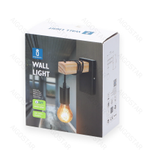 Applique con portalampada a sospensione legno e metallo nero E27 max. 60w misura Braccio in legno: 40x40x150mm da interno Applique con portalampada a sospensione legno e metallo nero E27 max. 60w misura Braccio in legno: 40x40x150mm da interno