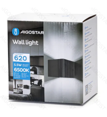 Applique led in metallo nera 5,5W 620lumen 6500K luce fredda misura L100xW100xH80mm IP20 da interno, design elegante