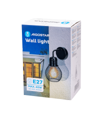 Applique in metallo nera opaco con attacco E27 max. 40w misura L165xW120xH250mm lampada da interno Applique in metallo nera opaco con attacco E27 max. 40w misura L165xW120xH250mm lampada da interno