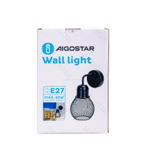 Applique in metallo nera opaco con attacco E27 max. 40w misura L165xW120xH250mm lampada da interno Applique in metallo nera opaco con attacco E27 max. 40w misura L165xW120xH250mm lampada da interno