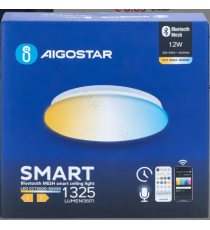 Plafoniera Smart Bluetooth MESH 12W 1325lumen CCT 3000K-6500K con telecomando misura 260xH58mm compatibile con Alexa e Google Plafoniera Smart Bluetooth MESH 12W 1325lumen CCT 3000K-6500K con telecomando misura 260xH58mm compatibile con Alexa e Google