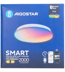 Plafoniera Smart Bluetooth MESH 18W 2000Lumen RGB+CCT 3000K-6500K con telecomando 350XH62mm compatibile con Alexa e Google Plafoniera Smart Bluetooth MESH 18W 2000Lumen RGB+CCT 3000K-6500K con telecomando 350XH62mm compatibile con Alexa e Google
