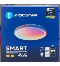 Plafoniera Smart Bluetooth MESH 24W 2650Lumen RGB+CCT 3000K-6500K con telecomando 385xH65mm compatibile con Alexa e Google Plafoniera Smart Bluetooth MESH 24W 2650Lumen RGB+CCT 3000K-6500K con telecomando 385xH65mm compatibile con Alexa e Google