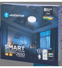 Plafoniera Smart Bluetooth MESH 24W 2650Lumen RGB+CCT 3000K-6500K con telecomando 385xH65mm compatibile con Alexa e Google Plafoniera Smart Bluetooth MESH 24W 2650Lumen RGB+CCT 3000K-6500K con telecomando 385xH65mm compatibile con Alexa e Google