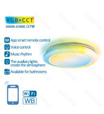Plafoniera Smart stellata 27W WiFi WB 27W 2760Lumen CCT 24W+RGB 3W 3000K-6500K 400x65mm compatibile con Alexa e Google Plafoniera Smart stellata 27W WiFi WB 27W 2760Lumen CCT 24W+RGB 3W 3000K-6500K 400x65mm compatibile con Alexa e Google