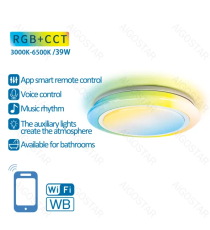 Plafoniera Smart stellata 39W WiFi WB 4140Lumen CCT 36W+RGB 3W 3000K-6500K 500x65mm compatibile con Alexa e Google Plafoniera Smart stellata 39W WiFi WB 4140Lumen CCT 36W+RGB 3W 3000K-6500K 500x65mm compatibile con Alexa e Google