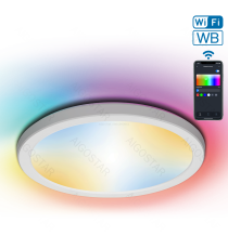 Plafoniera Smart ultrasottile 22W WiFi WB 1900Lumen CCT 18W+RGB 4W 2700K-6500K D295xH27mm compatibile con Alexa e Google Plafoniera Smart ultrasottile 22W WiFi WB 1900Lumen CCT 18W+RGB 4W 2700K-6500K D295xH27mm compatibile con Alexa e Google