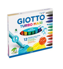 Pennarelli Turbomaxi - punta ø5mm - colori assortiti - Giotto - astuccio 12 pezzi Pennarelli Turbomaxi - punta ø5mm - colori assortiti - Giotto - astuccio 12 pezzi