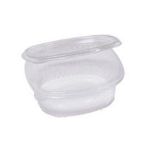 Contenitori ovali in PET - con coperchio incernierato - 14 x 11,9 x 5 cm - Europack - pack 50 pezzi