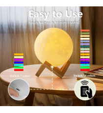 Lampada luna 3d da scrivania,moon light ,con ricarica usb,Rgb telecomando 16 colori, luce notturna misura Diametro: 12 cm