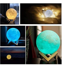 Lampada luna 3d da scrivania,moon light ,con ricarica usb,Rgb telecomando 16 colori, luce notturna misura Diametro: 12 cm