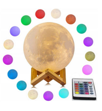 Lampada luna 3d da scrivania,moon light ,con ricarica usb,Rgb telecomando 16 colori, luce notturna misura Diametro: 12 cm