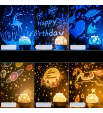 Proiettore a led unicorno cielo stellato, 6 tipologie di proiezione,lampada luce notturna per bambine, ricarica usb