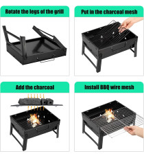 Mini Barbecue portatile per 1-5 Persone, Griglia Pieghevole, in acciaio inossidabile rinforzato, BBQ Grill misura 35x27x19cm Mini Barbecue portatile per 1-5 Persone, Griglia Pieghevole, in acciaio inossidabile rinforzato, BBQ Grill misura 35x27x19cm
