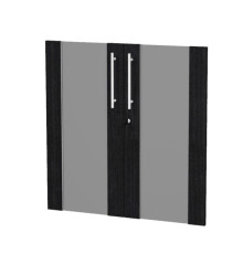 Coppia ante Prestige - per mobile basso - 80 x 77 cm - spessore 18 mm - vetro/melaminico - nero venato