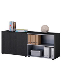 Coppia Prestige - mobili bassi a giorno - 162,8 x 43 x 81,4 cm - nero venato