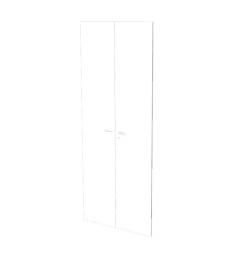 Coppia ante per libreria modulare - alta - 76 cm - melaminico - con serratura - bianco