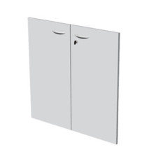 Coppia ante per libreria modulare - bassa - 76 cm - melaminico - con serratura - bianco