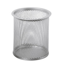 Bicchieri portapenne - rete metallica - 8,5x10 cm - argento - Lebez