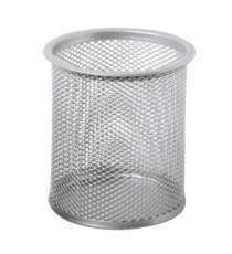 Bicchieri portapenne - rete metallica - 8,5x10 cm - argento - Lebez