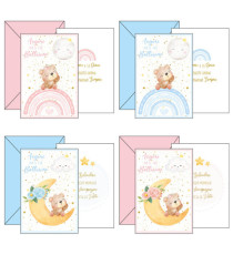 Biglietto auguri Battesimo - 4 soggetti assortiti - Kartos