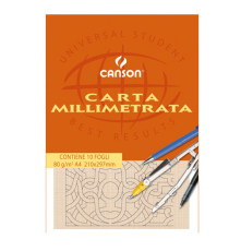 Blocco carta opaca millimetrata - 210x297mm - 10 fogli - 80gr - Canson Blocco carta opaca millimetrata - 210x297mm - 10 fogli - 80gr - Canson