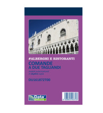 Blocco comande 2 tagliandi - 25/25 copie autoricopianti - 16,8 x 10 cm - DU161872T00 - Data Ufficio