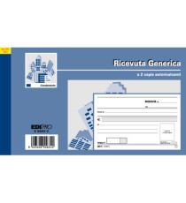 Blocco ricevute generiche - 50 fogli 2 copie autoricaricanti - 9,9 x 17cm - 50 fogli - Edipro
