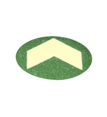 Bollo con freccia fotoluminescente adesiva - diametro 6 cm - giallo/verde Bollo con freccia fotoluminescente adesiva - diametro 6 cm - giallo/verde