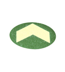 Bollo con freccia fotoluminescente adesiva - diametro 6 cm - giallo/verde Bollo con freccia fotoluminescente adesiva - diametro 6 cm - giallo/verde