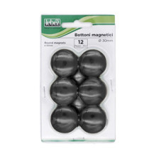Bottoni magnetici - diametro 3 cm - nero - Lebez - conf. 12 pezzi