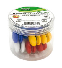 Bottoni magnetici tondi - diametro 2 cm - colori assortiti - Lebez - barattolo da 40 pezzi Bottoni magnetici tondi - diametro 2 cm - colori assortiti - Lebez - barattolo da 40 pezzi
