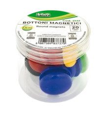 Bottoni magnetici tondi - diametro 3 cm - colori assortiti - Lebez - barattolo da 20 pezzi