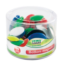 Bottoni magnetici tondi - misure e colori assortiti - Lebez - barattolo da 60 pezzi Bottoni magnetici tondi - misure e colori assortiti - Lebez - barattolo da 60 pezzi