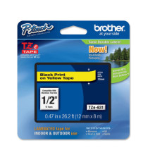 Brother - Nastro -  Nero/Giallo - TZE631 - 12mm x 8mt