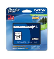 Brother - Nastro - Nero/Bianco - TZE211 - 6mm x 8mt Brother - Nastro - Nero/Bianco - TZE211 - 6mm x 8mt