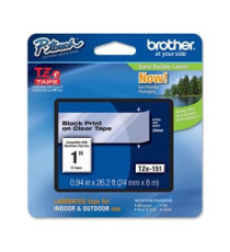 Brother - Nastro - Nero/Trasparente -TZE151 - 24mm x 8mt Brother - Nastro - Nero/Trasparente -TZE151 - 24mm x 8mt