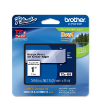 Brother - Nastro - Nero/Trasparente -TZE151 - 24mm x 8mt Brother - Nastro - Nero/Trasparente -TZE151 - 24mm x 8mt