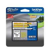Brother - Nastro non laminato - Nero/Bianco - TZEN201 - 3,5mm x 8mt